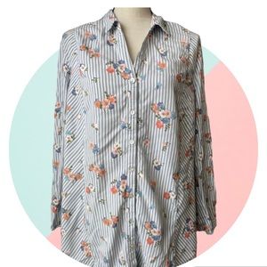 J. Jill Women’s Button Down Floral Striped Blouse in Size XL
